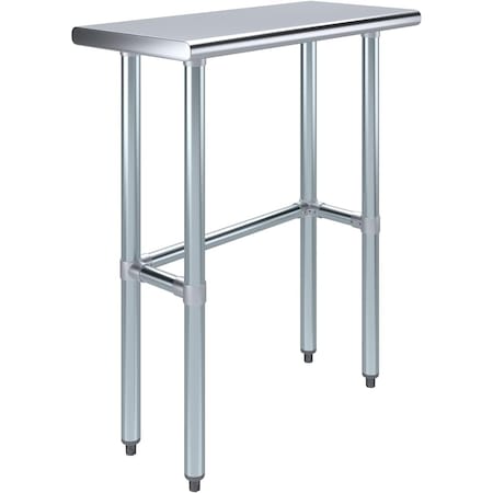 Amgood 14 in. x 30 in. Open Base Stainless Steel Metal Table WT-1430-RCB-Z